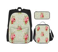 3 pièces ensemble sacs à dos shabby chic anglais roses féminin printemps jardin s'épanouir style rétro sac de livre voyage camping travail sac d'école trousse à crayons sac à lunch combinaison pour