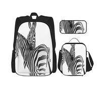 3 pièces ensemble sacs à dos zèbre animaux exotiques d'afrique mignon couple savane jungle faune camouflage sac de livre voyage travail sac d'école trousse à crayons sac à lunch combinaison pour hom