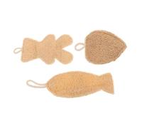 3 Pièces Éponge de Bain Exfoliante Naturelle en Luffa Beige Corde