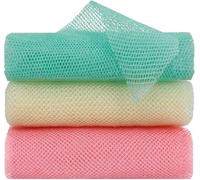 3 pièces Éponge de bain longue en filet africain, filet de lavage africain, douche, gommage du corps, gommage du dos, agent lissant pour la peau