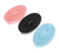 3 Pièces Éponge Silicone Double Face, Brosse Exfoliante Légère | Épurateur de Peau, ABS Facile à Saisir, Usage Bain et Shampoing, Format Compact, Entretien Simple