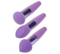 3 Pièces Éponges à Maquillage Manche, Tête Champignon | Compactes pour Voyage, Manche Stable et Prise Pratique, Adaptées aux Filles, Usage Sec ou Humide
