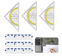 3 Pièces Equerre Rapporteur Ecole Equerre Plastique Transparente Equerre Geometrique Triangle de Géométrie équerre Couture Equerre Dessin pour l'école, l'université ou le bureau,avec 3 règles