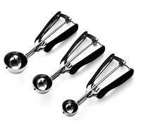 3 pièces ergonomique en acier inoxydable cuillère à crème glacée antigel poignée confortable pour purée de pommes de terre mélange de cupcake pâte à biscuits ustensile de cuisine en métal antiadhésif