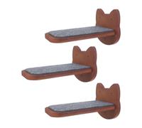 3 Pièces Étagère Murale pour Chat, Escalade Modulable Bois | Installation Murale Flexible, Surface en Feutre, pour Chatons et Chats Adultes, Salon Intérieur, Kaki