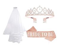 3 pièces Evjf Accessoire, Voile Mariée, Bride to Be Écharpe Accessoires, Or Rose Echarpe Evjf, Bride to Be Sash and Veil, pour Mariages Fiançailles Enterrement de Vie de Jeune Fille