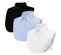 3 Pièces Faux Col Femme Chemise Amovible, Convient aux Hommes et aux Femmes (Noir, Bleu, Blanc)