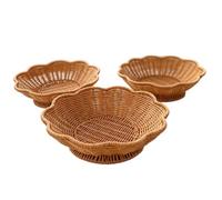 3 Pieces Faux Rattan Woven Fruit Storage | Bread Baskets for Serving | Candy Serving Tray for Entryway Countertop Coffee Table Shop Store Home Living Room Bedroom Kitchen Dining Room