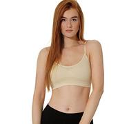 3 pieces Femme soutien gorge de sport, seamless - sans coutures irritantes, avec bretelles spaghetti, Peau, L
