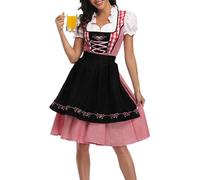 3 Pièces Femmes Allemand Bavarois Oktoberfest Costumes Dirndl Robe Tablier Arcs Ruban Pour Halloween Bière Carnavals Fête Bière Tenues Pour Les Femmes