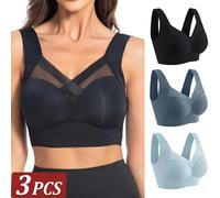 3 pièces femmes Sport soutiens-gorge grande taille sans couture dentelle soutien-gorge Bralette dos nu dame brassière gilet femme rassemble résistant aux chocs haut sans fil Set 2