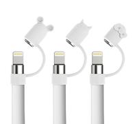 [3 Pièces] FINTIE Étui de Capuchon Compatible avec Pencil 1ère Génération - Holder Coque de Protection Accessoire en Silicone, Blanc