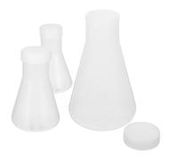 3 Pièces Fiole Conique avec Bouchon à Vis en Plastique PP | 50 Ml, 100ml ou 500ml, Base Solide, Usage en Chimie et Expérience, Blanc