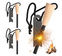 3 pièces Firesteel : Kit de pierre à feu de survie, ensemble d’allume-feu avec mèche en paracorde, pierre à feu avec étincelle extrêmement forte, allume-feu adapté au camping, plein air, bushcraft et