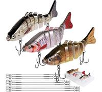 3 Pieces Fishing Lures For Bass Trout Crappie Multi-Jointed Pike Lures With Rigs With Storage Box Fishing Line Bionic Fishing Line Slow Pike Accessory