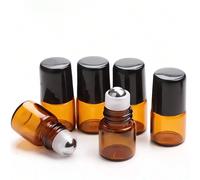 3 pièces Flacon de verre ambre vide avec boule roulante de 1/2ml, Flacon de parfum, Flacon doseur, Flacon à essence. Bouteilles rechargeables, hermétiques à la lumière, avec boule roulante. Parfait po