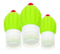 3 Pièces Flacons de Toilette de Voyage Cactus 100ml, 70ml, 50 Ml | Silicone Vert Clair, Étanches et Légers, pour Shampoing, Lotion, Recharge Parfum, Kit de Trois Pièces