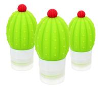 3 Pièces Flacons de Voyage Cactus en Silicone 50 70 100 Ml | Léger, Hermétique et Rechargeable, Teinte Vert Clair, Format Compact pour Toilette, Shampoing