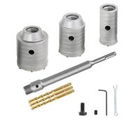 3 Pièces Foret Brique 30/40/50mm, Ouvre-Trou pour Hotte Cuisine, Climatiseur, Machine Laver, Set Scie Cloche avec Poignée Ronde Rallonge SDS Plus 330mm, Trépan Béton pour Ciment Pierre Mur Carotteuse