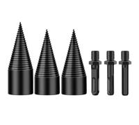 3 Pièces Foret Conique de Fendage du Bois en Acier Noir | Perçage Facile, Outil de Travail du Bois, Rainure Antidérapante, Usage pour Bois et Feu de Chauffage