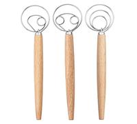 3 Pièces Fouet Batteur à Oeufs, Acier Inoxydable Mélangeur Pâte à Main, Fouet à Pâte, Pour La Cuisson Dans La Cuisine Manche En Bois Mélange De Pâte Manuel Fabrication De Gâteaux Au Pain