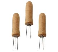 3 Pièces Fourchette à Maïs à Trois Dents, Manche Bois | Prise Ferme sur L’épi, Limite les Doigts Brûlés, Outil Portable Cuisine, Camping et Buffet