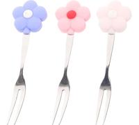 3 Pièces Fourchettes à Dessert, Pointe Fine, Lot Compact | Manche Silicone Texturé, Prise Sûre, pour Bouchées, Dégustation et Service de Gâteaux en Réception Couleur Aléatoire