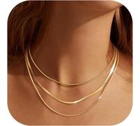 3 Pieces Gold/Silver Snake Chain Necklace For Women Flat Chain Stainless Steel Gold Adjustable Choker Thin Thick 1/3 Mm Width Length 35/40/45 Cm Chain Women Jewellery