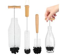 3 Pièces Goupillon Bouteille - Goupillon Compatible avec Bouteille en Verre Sodastream, Brosse Ecouvillon Biberon, Brosse Nettoyage Brosses Dense pour Bibero, Récurer Carafe, Verre