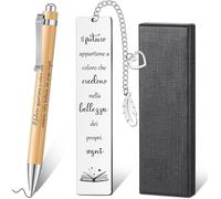 3 Pieces Graduation Gift Set 1 Metal Bookmark With 1 Black Gift Box And 1 Wooden Pen Stainless Steel Bookmark With Motivational Phrases For Teachers