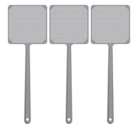 3 Pièces Gris Tapette à Mouches,Tapetteà Mouche Main,Tapette à Mouches en Plastique Robuste Avec Long Manche,pour Les Moustiques et Les Insectes,pour Intérieur et Jardin