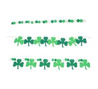3 Pièces Guirlande de Trèfles Fête Saint Patrick | Non-tissé et Pompons en Laine, Installation Facile, pour Portes, Porches, Vitrines et Fenêtres