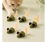 3 Pièces Herbe a Chat Jouet, Souris Chat Herbe à Chat Interieur, Matatabi et Plumes Naturelles Jouet Interactif Boules d'herbe À Chat Comestibles Nettoyage des Dents Libération du Stress (5)