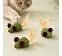 3 Pièces Herbe a Chat Jouet, Souris Chat Herbe à Chat Interieur, Matatabi et Plumes Naturelles Jouet Interactif Boules d'herbe À Chat Comestibles Nettoyage des Dents Libération du Stress (3)