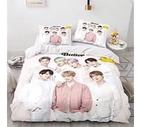 3 Pièces Housse De Couette Et Taie d'oreiller 50x75cmx2, 3D BTS BTS, Parure Housse Couette 220x240 Ado Garçon, Duvet Covers Bedding, Housse De Couette Avez Fermeture Éclair