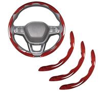 3 Pièces Housses de Volant de Voiture, pour Ford Fiesta MK8 St 2017-2023 2024 2025 Protection de Volant Fibre de Carbone Accessoires Doux Confortables,B