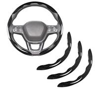 3 Pièces Housses de Volant de Voiture, pour Ford Puma/Fiesta MK8 St 2017-2024 2025 Protection de Volant Fibre de Carbone Accessoires Doux Confortables,C