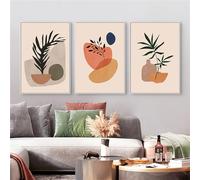 3 Pièces Images Murales,Affiches Impressions Abstraites Plantes Vertes Oranges Feuilles Fruits Art Mural Peinture Toile Images Murales Décoration Salon Chambre Coucher-50*60cm(20*24pouces)sans cadre