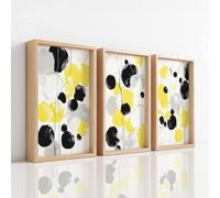 3 Pièces Impression sur Toile Decoration Murale Peinture, Moderne Tableau Decoration Murale pour Votre Decoration d’intérieur, Moderne Abstrait Points Formes Tendance, Jaune Citron, (40 x 60 cm) x3