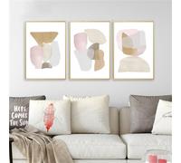 3 Pièces-Impressions D'Œuvres D'Art Neutres Art Abstrait Beige Art Mural Pastel Peinture Toile Art Abstrait Affiches Formes Images Murales Cuisine Bureau Décoration-60*80cm/24*31 pouce(sans cadre)