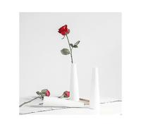 3 Pieces Ins Style Conical White Ceramic Vases Small Flower Bud Vases, Suitable for Home Wedding Banquet Table Bedroom Living Room Office Desk