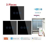 3 Pièces Interrupteur Intelligent WiFi,avec Alexa,Smart Life,Tuya App,Pour portes électriques,volets roulants,Noir
