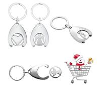 3 Pièces Jeton de Caddie, Panier D'achat Amovible Porte-clés, Porte-clés de Caddie avec un Beau design, Argenté Alliage de Zinc Jeton Caddie de Courses Universel, Déclencheur de Chariot de Supermarché