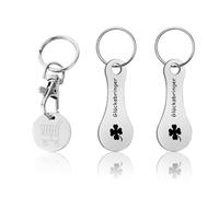 3 Pièces Jetons de Chariot en Métal, Puce de Chariot Amovible, Jetons de Caddie de Courses en Acier Inoxydable, Porte Clé Jeton Caddie pour Chariot de Supermarché