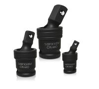 3 Pièces Jeu d'Adaptateur de Douille, Kit d'Articulation Universel avec Ressort à Bille - Compatible 1/2", 3/8" et 1/4"