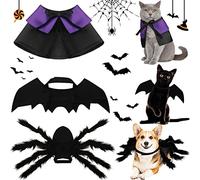 3 Pièces Jeu de Costume de Chien Chat d’Halloween, Cape de Vampire Sorcière Chauve-Souris Costume d'Araignée d’Imitation Géant Accessoires de Costume de Cosplay pour Halloween (Violet, M)