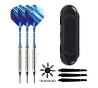 3 pièces Jeu de fléchettes à Pointe Souple pour Cible électronique, avec 3 Ailettes, 3 Tiges en Aluminium, 6 joints toriques en caoutchouc, Jeux d'intérieur et d'extérieur pour Adultes (Bleu Blanc)