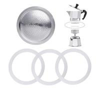 3 Pièces Joints d'étanchéité pour Machine à Expresso 3 Tasses, Joint de Rechange en Silicone, avec Tamis en Aluminium(3 x Bague d'Étanchéité en Silicone + 1 x Filtre en Acier) (3 Tasses)