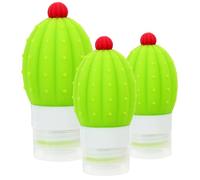 3 Pièces Kit de Flacons de Voyage en Silicone Cactus, 100ml | Étanches et Rechargeables, Formats 70ml et 50ml, Vert Clair, pour Shampoing et Lotion