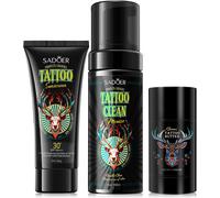 3 Pièces Kit De Soin Pour La Peau Tatouée,Creme Tatouage Tattoo Butter,Crème Solaire Pour Tatouage Et Mousse Nettoyante,Aftercare Tattoo,Pour Tatouages Anciens Nouveaux